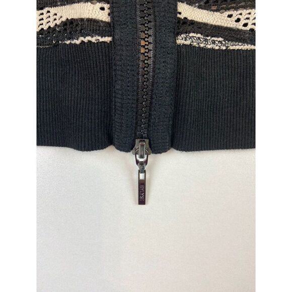 Bylyse Women's Open Front Zip Cardigan Black & Beige Size L - Picture 6 of 10